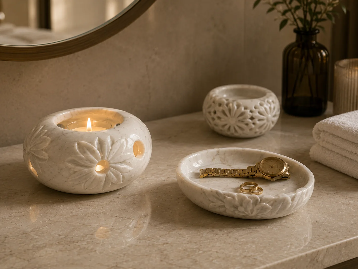 Stone objects for hotel bathroom details. scene 2