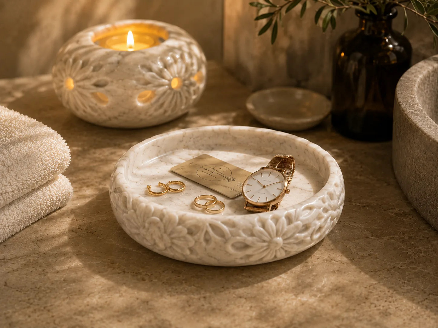 Stone objects for hotel bathroom details. scene 3